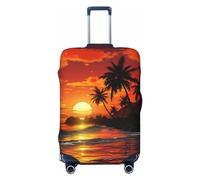 LPSRTWE Reisegepäckhülle, kratzfest, elastisch, dick, Gepäckschutz, waschbar, tropischer Sonnenuntergang, Kofferhülle, passend für 45,7 - 81,3 cm Gepäck, Schwarz , M