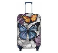 LPSRTWE Reisegepäckhülle, kratzfest, elastisch, dick, Gepäckschutz, waschbar, violette Schmetterlinge, Blumenmuster, passend für 45,7 - 81,3 cm Gepäck, Schwarz , XL