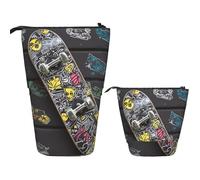 LPSRTWE Teleskop-Federmäppchen, Hello-Brille, Flamingo-Stiftehalter, Stehendes Federmäppchen, niedlicher Ständer, Organizer, Pop-Up-Kosmetiktasche mit Reißverschluss, tragbares Federmäppchen für Büro