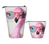 LPSRTWE Teleskop-Federmäppchen, Hello-Brille, Flamingo-Stiftehalter, Stehendes Federmäppchen, niedlicher Ständer, Organizer, Pop-Up-Kosmetiktasche mit Reißverschluss, tragbares Federmäppchen für Büro