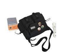 LQHYDMS Männerunterwäsche Mode Canvas Crossbody Taschen Für Frauen Jugend Große Kapazität Handtaschen Schultertasche Taschen Solide Farbe Männer Messenger Bag Sac Bolsos-Schwarzes Abzeichen