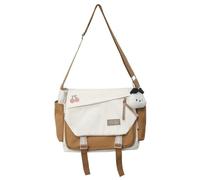 LQHYDMS Männerunterwäsche Mode Schnalle Flip Bag Für Frauen Panelled Nette Mädchen Crossbody Tasche Große Kapazität Student Umhängetasche Weibliche Taschen-Beige-31Cmx13Cmx28Cm