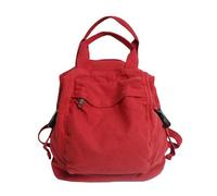 LQHYDMS Schulrucksack Frauen Rucksack Canvas Mädchen Stoff Schultasche College Student Vintage Weibliche Laptop Tasche Reise Kawaii Damen Rucksack-rot