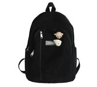 LQHYDMS Schulrucksack Streifen Nette Cord Frau Rucksack Schultasche Für Teenager Mädchen Jungen Harajuku Weibliche Mode Tasche Student Lady Buch Pack-schwarz