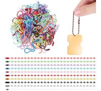 LQI 100 Stück bunte Kugelketten, Metall-Hängeketten, bunte Schlüsselanhänger, kurze Kugelketten mit Schnallen, verstellbare Länge für Schlüsselanhänger-Tag-Verschlüsse