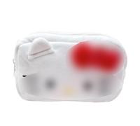 LQIOACU 1 Stück Federmäppchen, Plüsch, Weiß, Federmäppchen aus Plüsch, Niedliches Katzenmuster