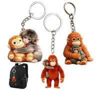 LQIOACU 3 Stück Protect Punch The Monkey Schlüsselanhänger, Affe für Mutter und Baby, Acryl, Dekoration für Jungen Mädchen Teens Auto Laptop Wasserflasche Skateboard Gitarre, Meme Geschenk