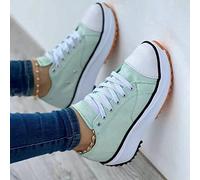 LQWE Platform Canvas Schuhe für Frauen 2022 Mode-Trainer, Fashion Womens Trainer Damen Turnschuhe,Atmungsaktive Damen Walking Wohnung Wohnung Sommer Strand (Size:36EU,Color:Grün)