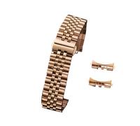 LQXHZ 16/18/20/22 mm, kompatibel mit Jubilee-Uhrenarmband aus massivem Edelstahl, kompatibel mit Rolex 12/13/14/17/19 mm, flaches, gebogenes Endarmband, Ersatz(Rose-Gold,21mm)