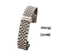 LQXHZ 16/18/20/22 mm, kompatibel mit Jubilee-Uhrenarmband aus massivem Edelstahl, kompatibel mit Rolex 12/13/14/17/19 mm, flaches, gebogenes Endarmband, Ersatz(Silver,22mm)