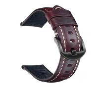 LQXHZ 18 20 22 24 26 Mm Schnellverschluss, Handgefertigt, Vintage, Ölgewachst, Kopfschicht, Rindsleder, Uhrenarmband(Red,18mm)