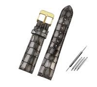 LQXHZ 18 mm 20 mm 22 mm blaues helles Lederarmband, kompatibel mit Krokodilmuster, Rindsleder, Herren-Uhrenarmband(Black grey-gold,22mm)