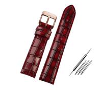 LQXHZ 18 mm 20 mm 22 mm blaues helles Lederarmband, kompatibel mit Krokodilmuster, Rindsleder, Herren-Uhrenarmband(Red-rose gold,20mm)