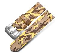 LQXHZ 20 Mm 22 Mm 24 Mm 26 Mm Uhrenarmband, Camo-Blau-Grau, Gummi-Silikon-Uhrenarmbänder, Armbanduhrengürtel, Uhrenzubehör Mit Werkzeug(Camo Yellow Silver,24mm)
