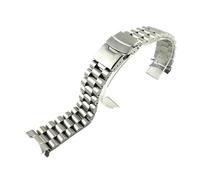 LQXHZ 20mm 22mm Massives Edelstahlarmband Gebogenes Ende Faltschließe Herren Metall Ersatzband Armband Uhrenzubehör(A,20mm)