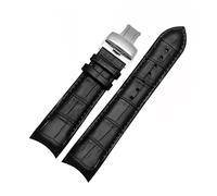 LQXHZ 22 Mm 23 Mm 24 Mm Echtleder-Armband Mit Gebogenem Ende, Kompatibel Mit Tissot Uhrengürtel 1853 COUTURIER T035627A T035407A T035439 Herrenarmband(Black-silver,23mm)
