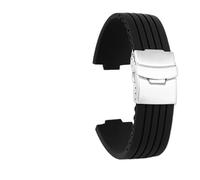 LQXHZ 22 X 11 Mm, 24 X 12 Mm, Konvexes Ende, Silikon-Uhrenarmband, Kompatibel Mit Oris Aquis 7330 7740, Taucherarmband Aus Weichem Gummi For Herren(Black-silver buckle,24-12mm convex)
