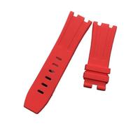 LQXHZ 28 mm Zwart Blue 15703 Naturkautschuk-Silikonarmband Herren-Uhrenarmband, kompatibel mit AP-Uhren, Audemars und Piguet-Gürtel(Red,Without buckle)
