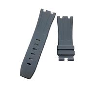 LQXHZ 28 mm Zwart Blue 15703 Naturkautschuk-Silikonarmband Herren-Uhrenarmband, kompatibel mit AP-Uhren, Audemars und Piguet-Gürtel(Grey,With silver buckle)