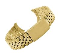 LQXHZ Cuved End Strap Compatible With Rolex Datejust. Uhr Armband Band feste Edelstahl-Armband 13mm 17mm 18mm 19mm 20mm 21mm 22mm Band(Gold with logo,19mm)