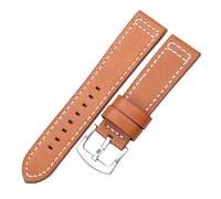 LQXHZ Echtes Leder Uhrenarmbänder Armband Schwarz Blau Grau Braun Rindsleder Uhrenarmband For 18 20mm 22mm 24mm(Brown silver buckle,20mm)