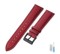 LQXHZ Echtes Leder Uhrenarmband 16mm 18mm 20mm 22mm Gurt For Mann Frauen Handgelenk Uhrenarmband(Red-BK,16mm)