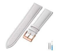 LQXHZ Echtes Leder Uhrenarmband 16mm 18mm 20mm 22mm Gurt For Mann Frauen Handgelenk Uhrenarmband(White-RG,22mm)