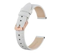 LQXHZ Echtes Leder-Uhrenarmband For Damen Und Herren, 8 Mm, 10 Mm, 12 Mm, 14 Mm, 16 Mm, 18 Mm, 19 Mm, 20 Mm, Ersatzarmband, Edelstahl-Schnalle(White-Rosegold,10mm)