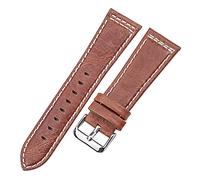 LQXHZ Echtes leder watch bands gürtel 22mm 24mm frauen männer schwarz braun blau orange armbands 5 mit rostfreiem stahl pin schnalle(Brown,22mm)