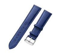 LQXHZ Echtes Lederarmband Damen Weiches Leder Litschi-Korn Rindsleder Uhrenarmband Herren Wasserdicht 14 16 18 Mm Uhrenkette Zubehör(Blue,15mm)