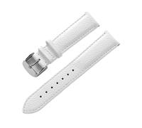 LQXHZ Echtes Lederarmband Damen Weiches Leder Litschi-Korn Rindsleder Uhrenarmband Herren Wasserdicht 14 16 18 Mm Uhrenkette Zubehör(White,18mm)