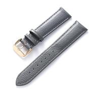 LQXHZ Echtes Lederarmband Damen Weiches Leder Lychee Grain Rindsleder Uhrenarmband Herren Wasserdicht 14 16 18 Mm Uhrenkettenzubehör(Grey gold buckle,16mm)