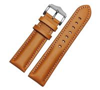 LQXHZ Echtes Lederarmband handgefertigtes Uhrenarmband 18 20mm 22mm Uhrenarmband grün blau Farbe Armbanduhrarmband Armbanduhren(Orange silver buckle,18mm)