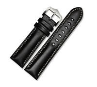 LQXHZ Echtes Lederarmband handgefertigtes Uhrenarmband 18 20mm 22mm Uhrenarmband grün blau Farbe Armbanduhrarmband Armbanduhren(Black silver buckle,18mm)