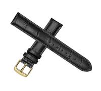 LQXHZ Ersatz-Uhrenarmband, Schweißfestes Lederarmband, Gelbgold-Schnallenarmband, Mehrere Farben Erhältlich(Black Yellow gold,21mm)