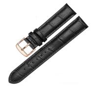 LQXHZ Ersatz-Uhrenarmband, Schweißfestes Lederarmband, Gelbgold-Schnallenarmband, Mehrere Farben Erhältlich(Black Rosegold,19mm)