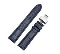 LQXHZ Fashion Echtes Leder Herren Armband Krokodil Textur Armband Armband Armband Uhr Band 14mm 16mm 18mm 20mm 22mm Dunkelblau(Blue silver,19mm)