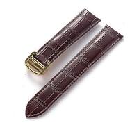 LQXHZ Herren Damen Lederband Ersatz Cartier Tank London Solo Key Faltschließe 17/18/20/22MM Leder Uhrenarmband Zubehör(Brown Gold Buckle,17)