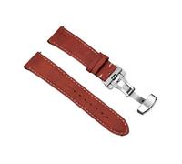 LQXHZ Kalbsleder-Armband Business-Uhrenarmband 14/16/18/20 mm 22 mm Schmetterlingsschnalle Nähte Riemen(Red,20mm)