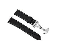 LQXHZ Kalbsleder-Armband Business-Uhrenarmband 14/16/18/20 mm 22 mm Schmetterlingsschnalle Nähte Riemen(Black,20mm)