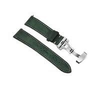 LQXHZ Kalbsleder-Armband Business-Uhrenarmband 14/16/18/20 mm 22 mm Schmetterlingsschnalle Nähte Riemen(Green,16mm)