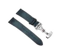 LQXHZ Kalbsleder-Armband Business-Uhrenarmband 14/16/18/20 mm 22 mm Schmetterlingsschnalle Nähte Riemen(Blue,18mm)
