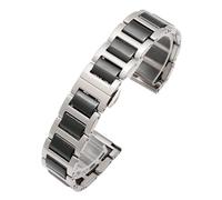 LQXHZ Keramikarmband Aus Edelstahl, 20 Mm, 22 Mm, Uhrenarmband, Modisches Uhrenarmband For Herren(Silver black,20mm)