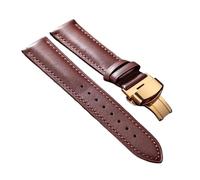 LQXHZ Lederarmband 18 mm 20 mm 22 mm Ersatzarmband for Herren und Damen mit automatischer Schmetterlingsschließe(Brown-Golden,22mm)