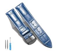 LQXHZ Lederarmband For Uhren, Echtes Kalbsleder, Ersatzarmband, 18 Mm, 20 Mm, 22 Mm, 24 Mm(Blue Black,24mm)