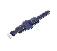 LQXHZ Lederbundarmband Herrenuhrenarmband 20mm 22mm 24mm Lederarmband Uhrenarmband Gelb Blau Schwarz Grün Rot Farbe Uhrenarmband(Blue,24mm)