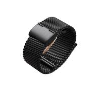 LQXHZ Mesh Edelstahl Uhrenarmband 18mm/20mm/22mm/24mm Armband Damen(Black,20mm)