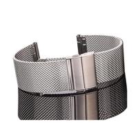 LQXHZ Mesh Milanese Loop Uhrenarmband 16mm 18mm 20mm 22mm 24mm Silber Schwarz Uhrenarmband Handschlaufe Faltschließe(Silver,20mm)