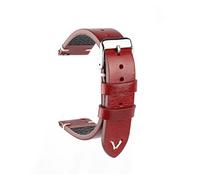 LQXHZ Neue Ölwachs Leder Uhrenarmband 18mm 20mm 22mm Vintage Uhrenarmband Schwarz Blau Braun Verfügbar Handgemachte Uhrenband Zubehör(Red,22mm)