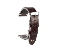 LQXHZ Neue Ölwachs Leder Uhrenarmband 18mm 20mm 22mm Vintage Uhrenarmband Schwarz Blau Braun Verfügbar Handgemachte Uhrenband Zubehör(Dark brown,22mm)